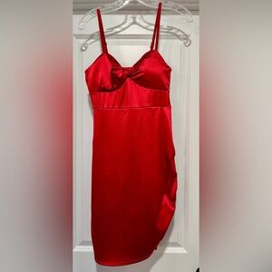 Madden NYC Chic Scarlet Mini Dress with Side Ruching Size M